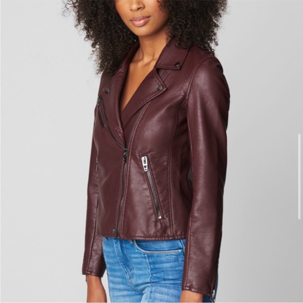 Blank NYC Women's Rum Raisin Burgundy Vegan Leather Moto Jacket